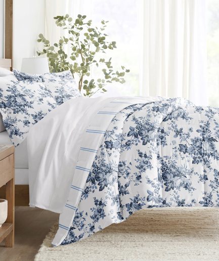Cabbage Rose Reversible Down-Alternative Comforter Set