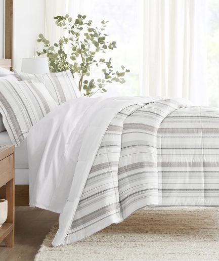 Vertical Stripe Reversible Down-Alternative Comforter Set