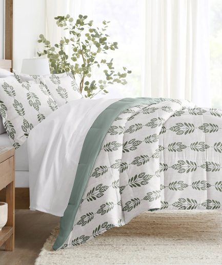 Folk Leaves Reversible Down-Alternative Comforter Set
