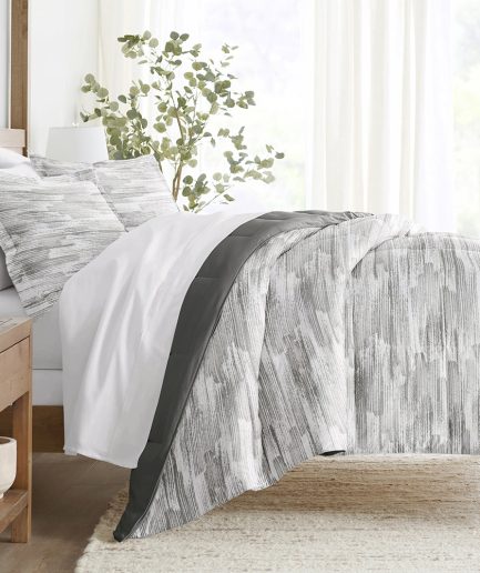Textured Stripe Reversible Down-Alternative Comforter Set