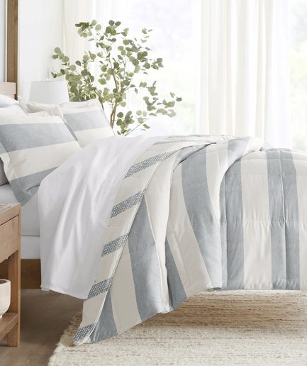 Distressed Stripe Reversible Down-Alternative Comforter Set
