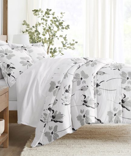 Magnolia Grey Patterned Down-Alternative Comforter Set